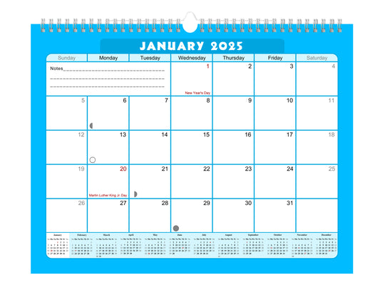 2024-2025 Monthly Spiral-Bound Wall / Desk Calendar - Desktop / Wall Blotter Calendar / Planner - (Edition #07)