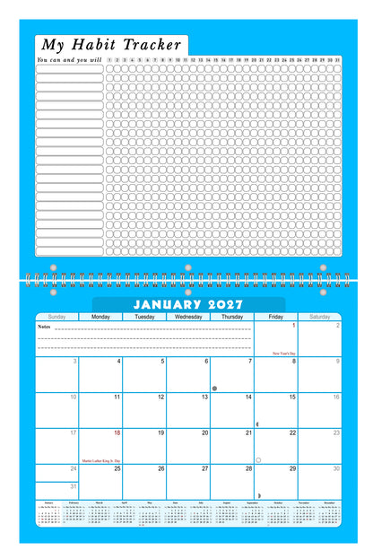 2027 Monthly Desktop/Wall Calendar/Planner - Habit Tracker - (Edition #07)