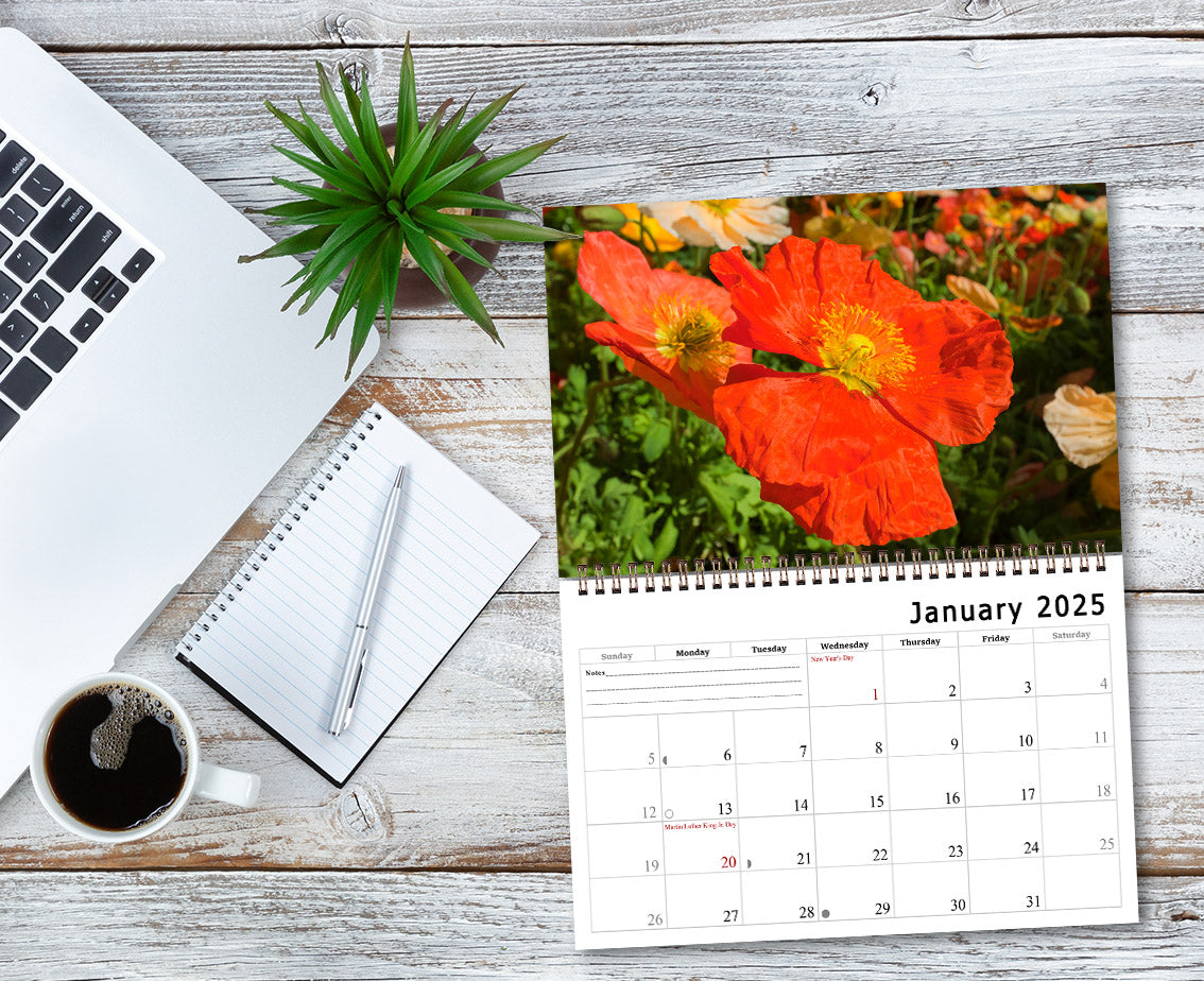 2025 Spiral-bound Wall Calendar (Flowers) - 12 Months Desktop/Wall Calendar/Planner (Copy) (Copy) (Copy)