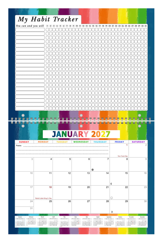 2027 Monthly Desktop/Wall Calendar/Planner - Habit Tracker - (Edition #27)