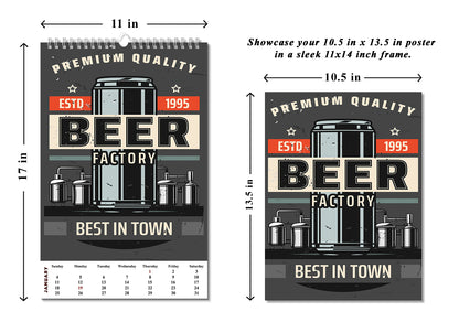 2027 Wall Oversized Art Poster Calendar Spiral-bound Twin-Wire Binding- Beer