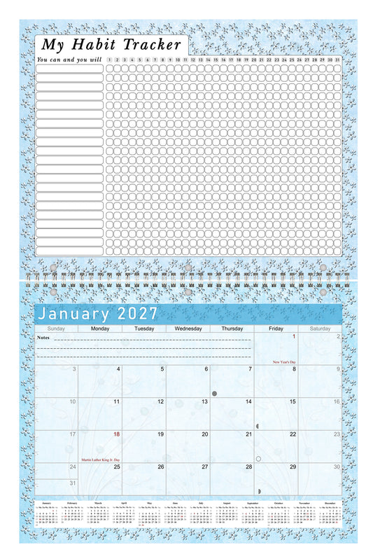 2027 Monthly Desktop/Wall Calendar/Planner - Habit Tracker - (Edition #18)