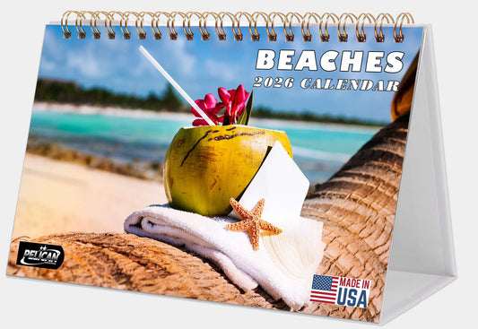 2026-12 Months Desk Calendar Desktop Planner with To-Do List (Beaches)