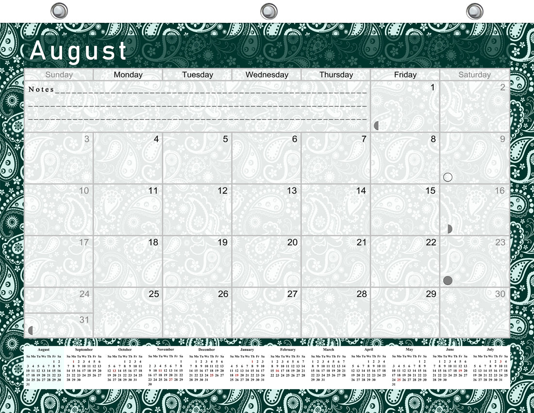 2026 - 2027 Academic Year 12 Months Student Calendar / College Planner for 3-Ring Binder, Desk or Wall -School Supplies - Made in USA -v025