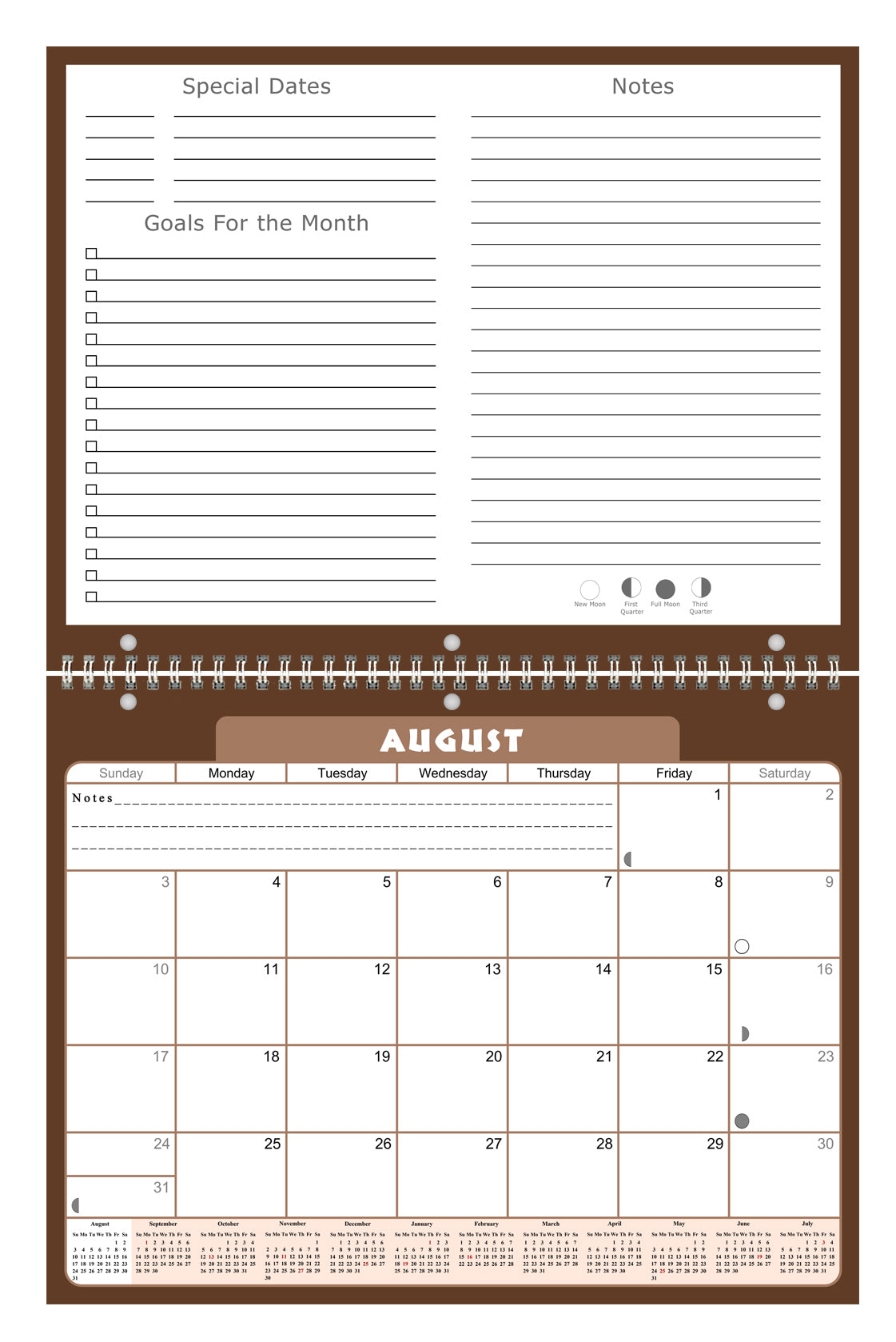 2026 - 2027 Academic Year 12 Months Student Calendar 3-Ring Binder (Edition #022)