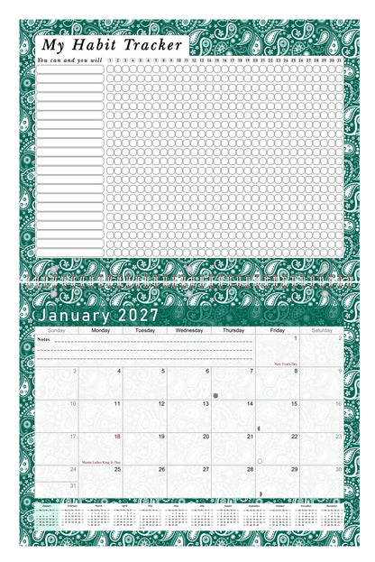 2027 Monthly Desktop/Wall Calendar/Planner - Habit Tracker - (Edition #24)