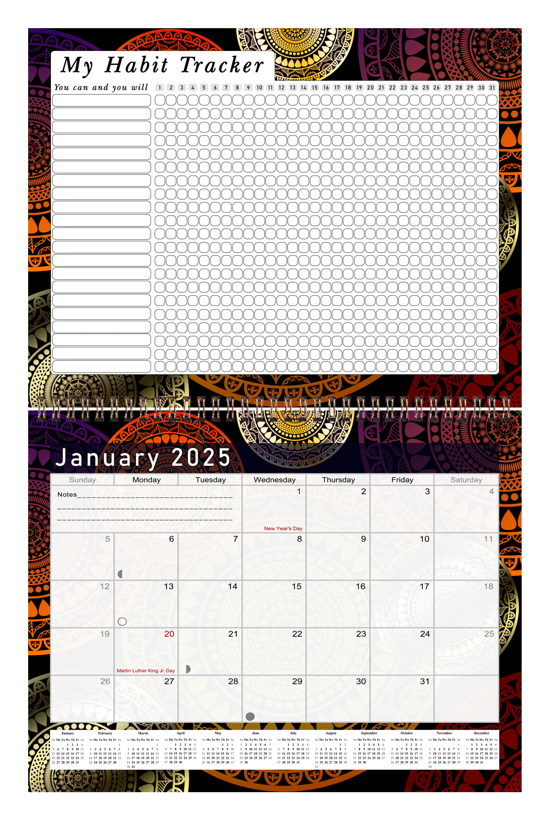 2025 Monthly Desktop/Wall Calendar/Planner - Habit Tracker - (Edition #12)