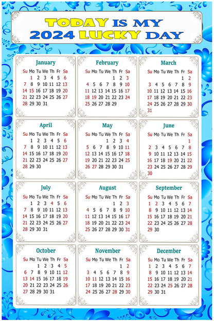2024 Magnetic Calendar - Calendar Magnets - Today is my Lucky Day - (Fade, Tear, and Water Resistant) - Themed 041