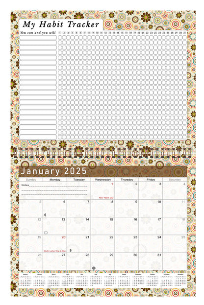 2025 Monthly Desktop/Wall Calendar/Planner - Habit Tracker - (Edition #20)