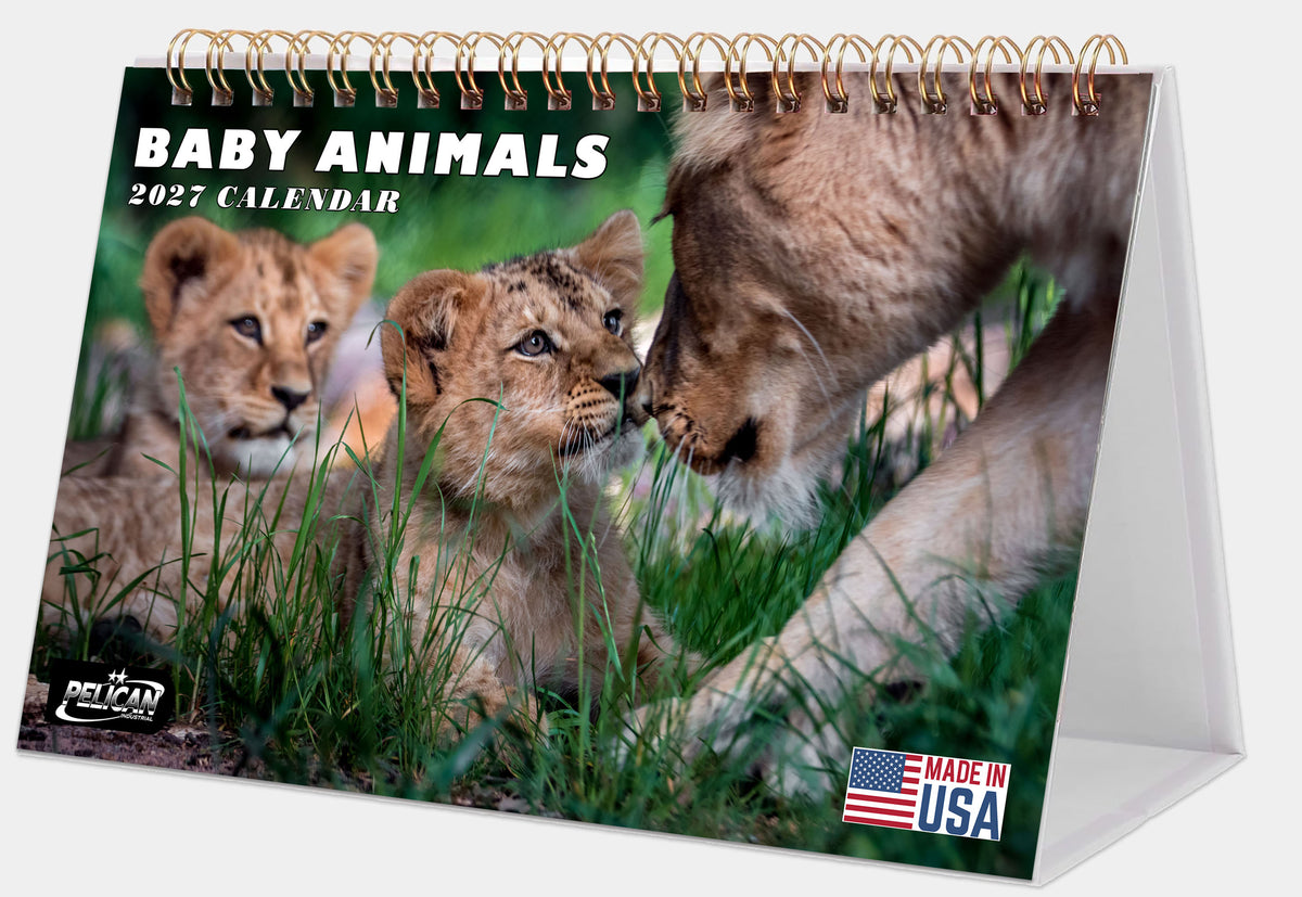 2027-12 Months Desk Calendar Desktop Planner with To-Do List (Baby Animals)