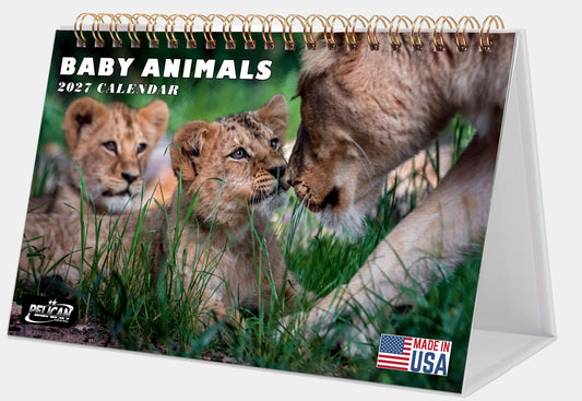 2027-12 Months Desk Calendar Desktop Planner with To-Do List (Baby Animals)