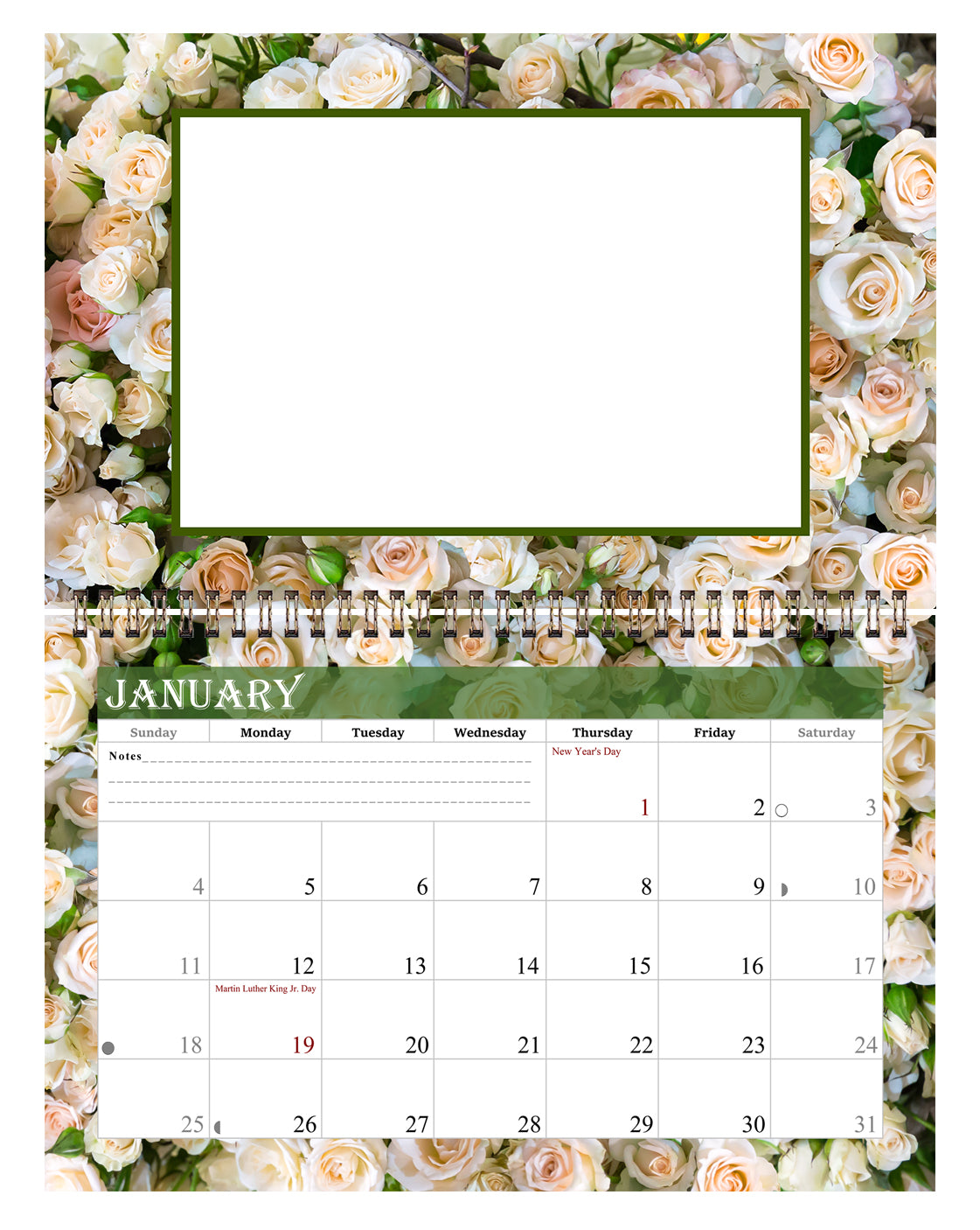 2026 Photo Frame Wall Spiral-bound Calendar (Add Your Own Photos) - 12 Months Desktop/Wall Calendar/Planner - (Edition #13)