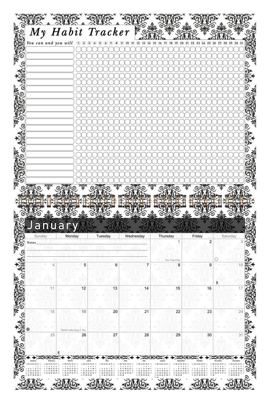 2026 Monthly Desktop/Wall Calendar/Planner - Habit Tracker - (Edition #08)