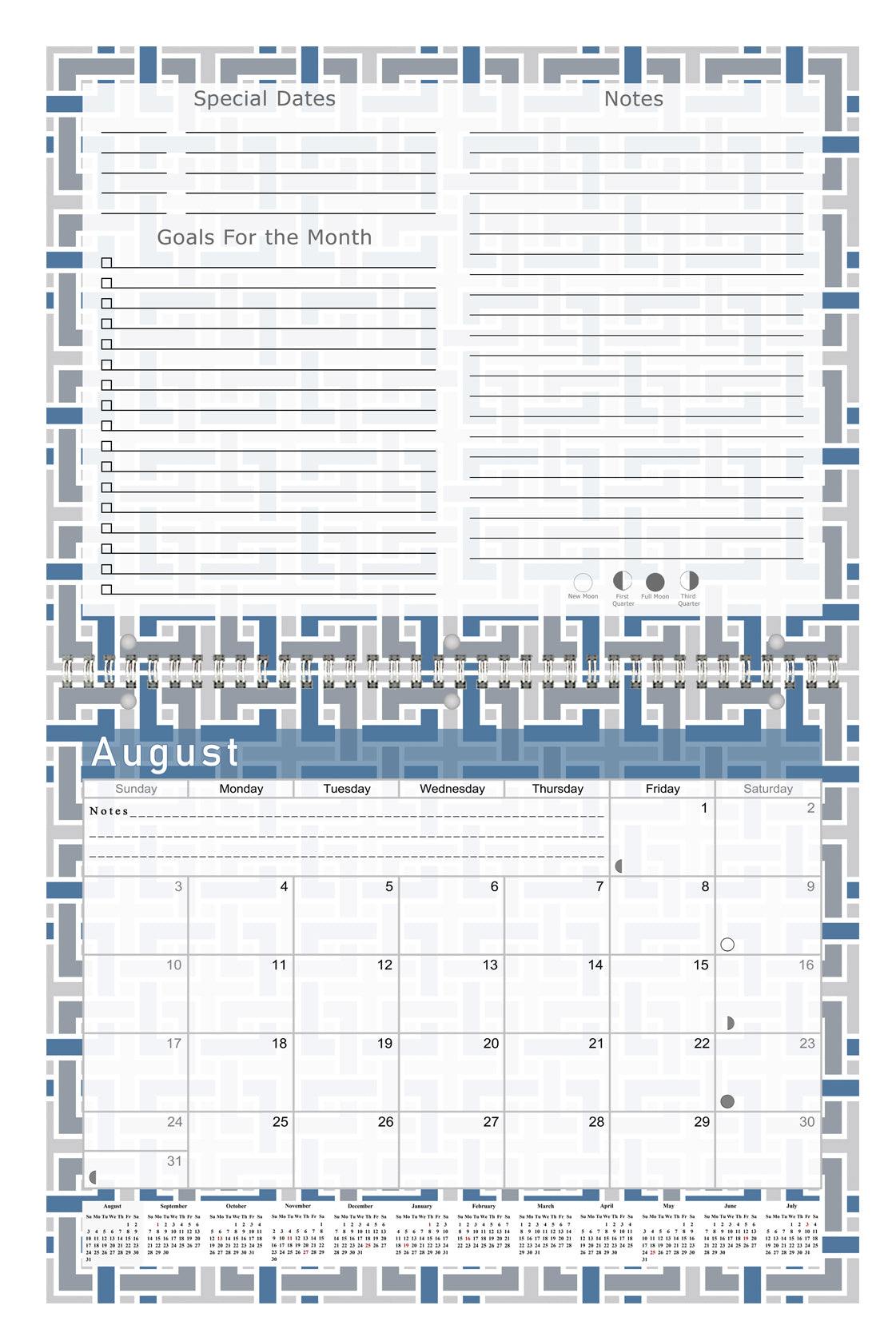2026 - 2027 Academic Year 12 Months Student Calendar 3-Ring Binder (Edition #014)