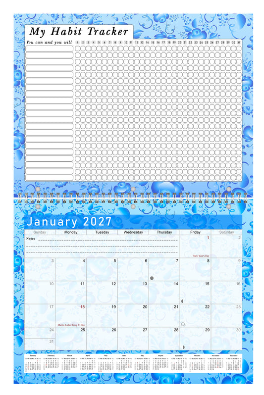 2027 Monthly Desktop/Wall Calendar/Planner - Habit Tracker - (Edition #19)