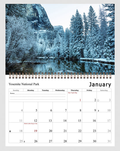 2026 Spiral-bound Wall Calendar (National Park) - 12 Months Desktop/Wall Calendar/Planner
