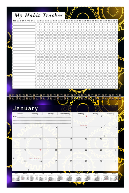 2026 Monthly Desktop/Wall Calendar/Planner - Habit Tracker - (Edition #09)