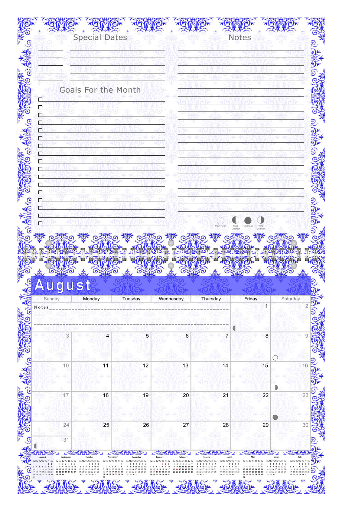 2026 - 2027 Academic Year 12 Months Student Calendar 3-Ring Binder (Edition #018)