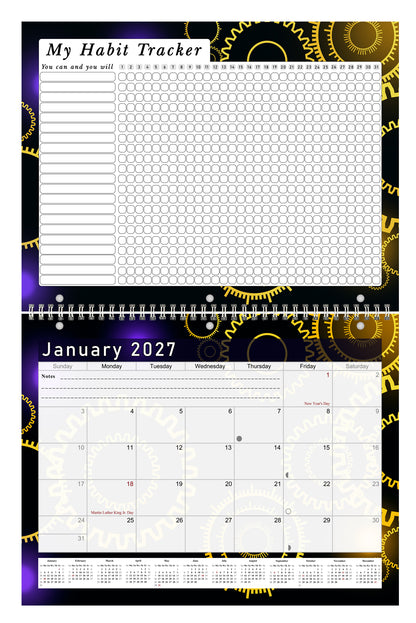 2027 Monthly Desktop/Wall Calendar/Planner - Habit Tracker - (Edition #09)