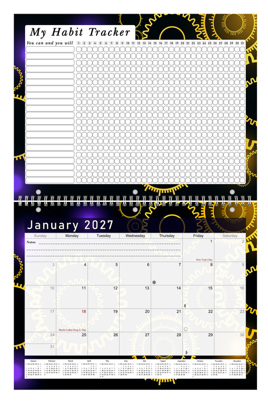 2027 Monthly Desktop/Wall Calendar/Planner - Habit Tracker - (Edition #09)