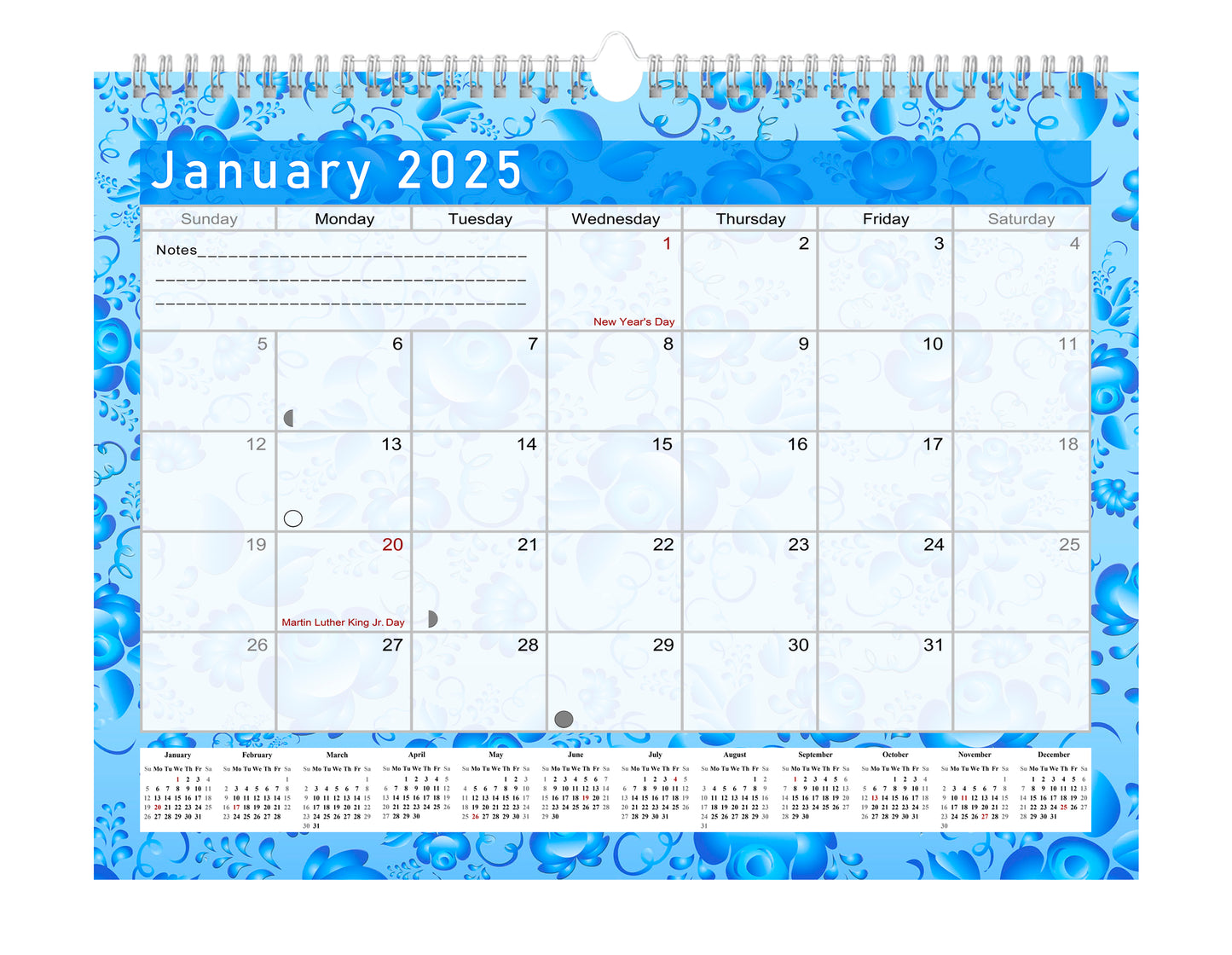 2024-2025 Monthly Spiral-Bound Wall / Desk Calendar - Desktop / Wall Blotter Calendar / Planner - (Edition #19)