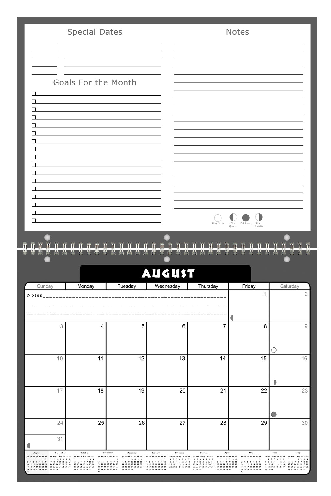 2026 - 2027 Academic Year 12 Months Student Calendar 3-Ring Binder (Edition #023)