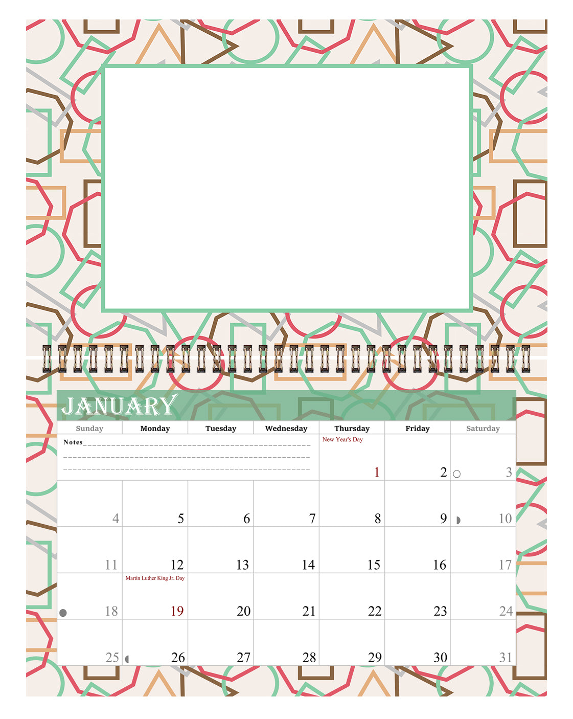 2027 Photo Frame Wall Spiral-bound Calendar (Add Your Own Photos) - 12 Months Desktop/Wall Calendar/Planner - (Edition #11)