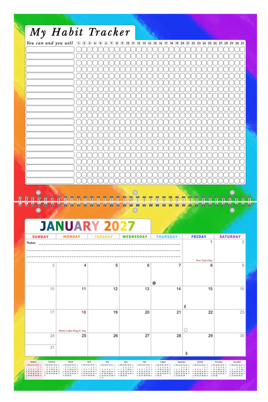 2027 Monthly Desktop/Wall Calendar/Planner - Habit Tracker - (Edition #28)