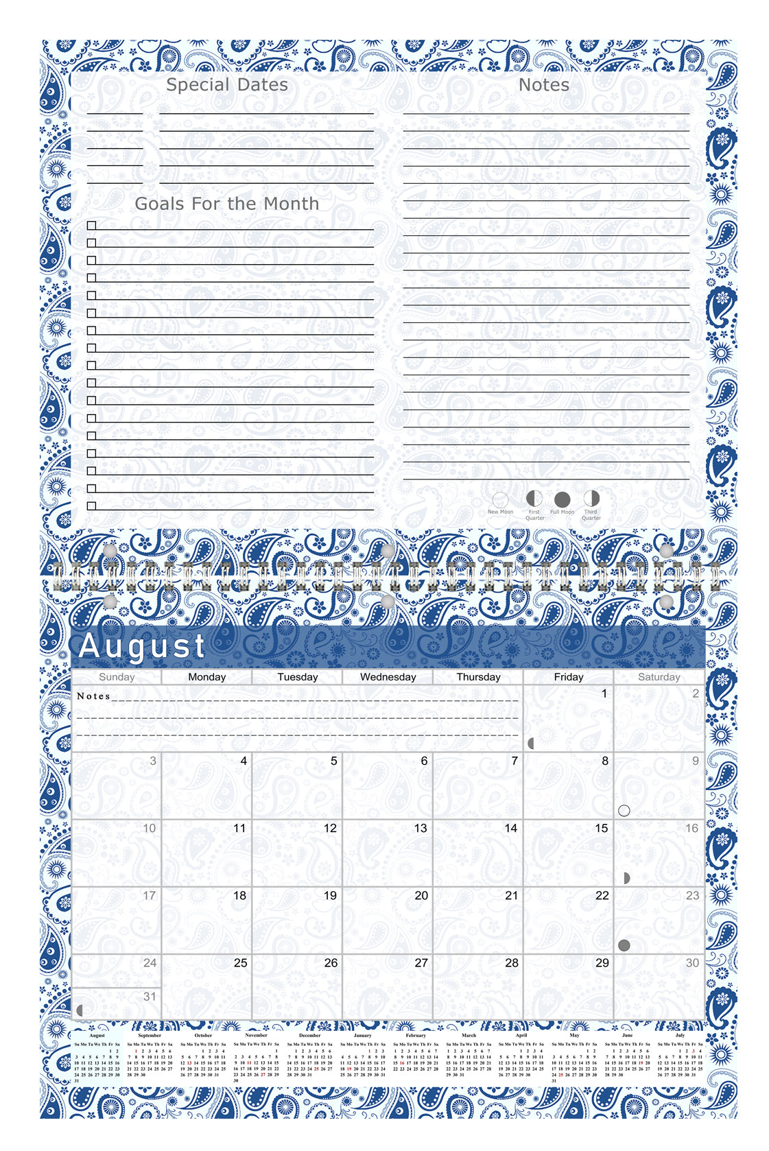 2026 - 2027 Academic Year 12 Months Student Calendar 3-Ring Binder (Edition #019)