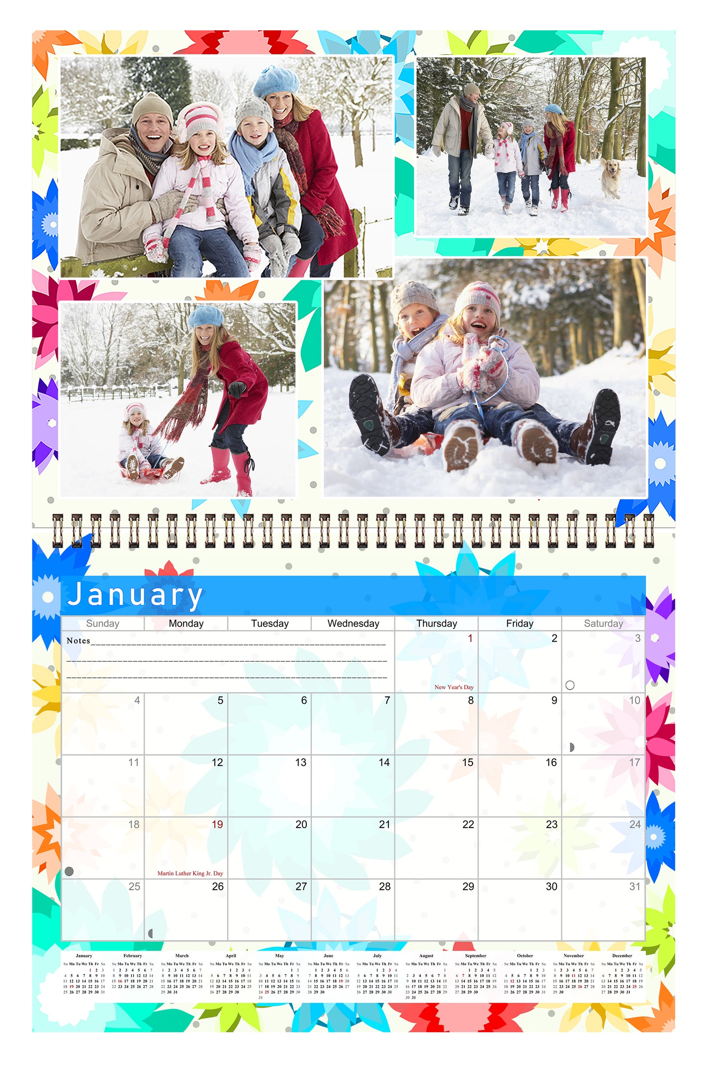 2026 Scrapbook Wall Calendar Spiral-bound (Add Your Own Photos) - 12 Months Desktop #01