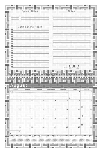 2026 - 2027 Academic Year 12 Months Student Calendar 3-Ring Binder - Back&White - (Edition #014)