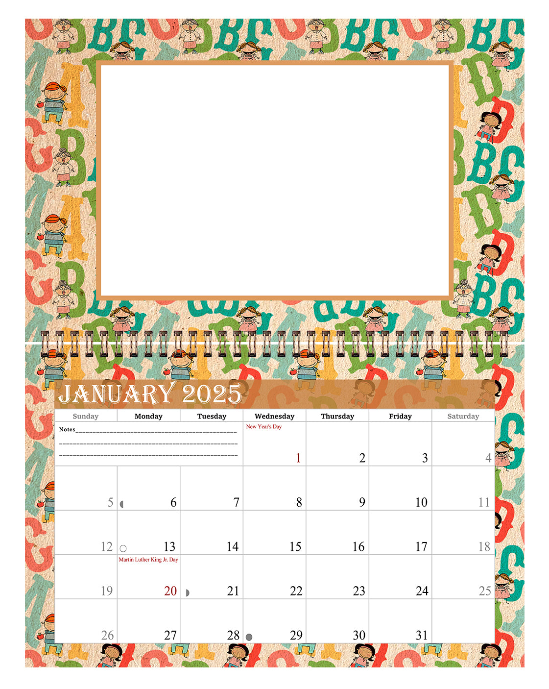 2025 Photo Frame Wall Spiral-bound Calendar (Add Your Own Photos) - 12 Months Desktop/Wall Calendar/Planner - (Edition #10)