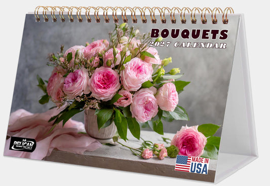2027-12 Months Desk Calendar Desktop Planner with To-Do List (Bouquets)