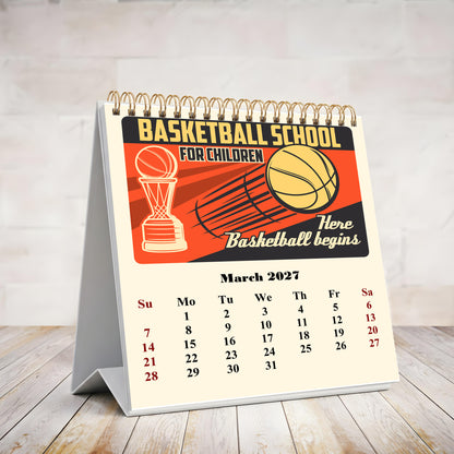 2027-12 Months Desk Calendar Desktop Planner with To-Do List (Basketball)