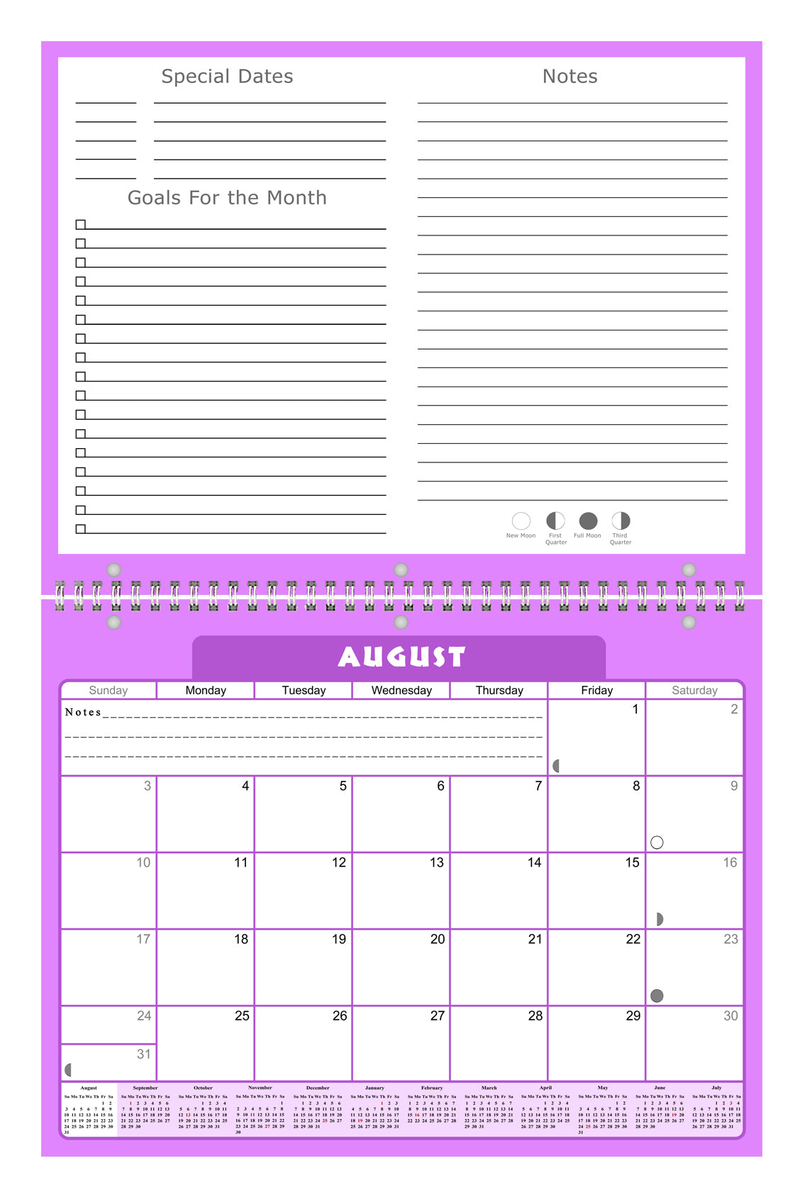 2026 - 2027 Academic Year 12 Months Student Calendar 3-Ring Binder (Edition #05)