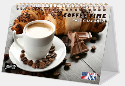 2027-12 Months Desk Calendar Desktop Planner with To-Do List (Coffee Time)