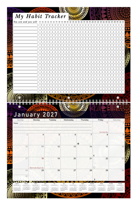 2027 Monthly Desktop/Wall Calendar/Planner - Habit Tracker - (Edition #12)