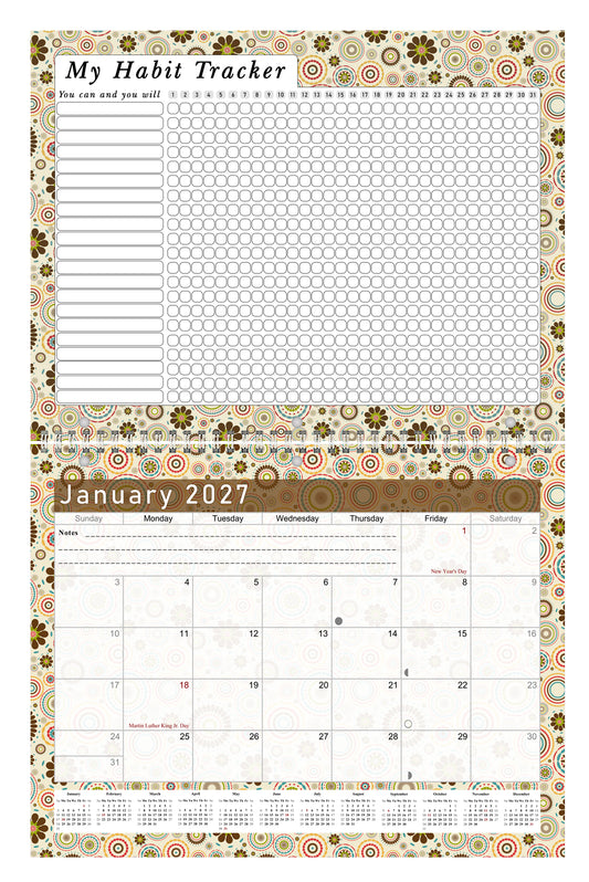 2027 Monthly Desktop/Wall Calendar/Planner - Habit Tracker - (Edition #20)