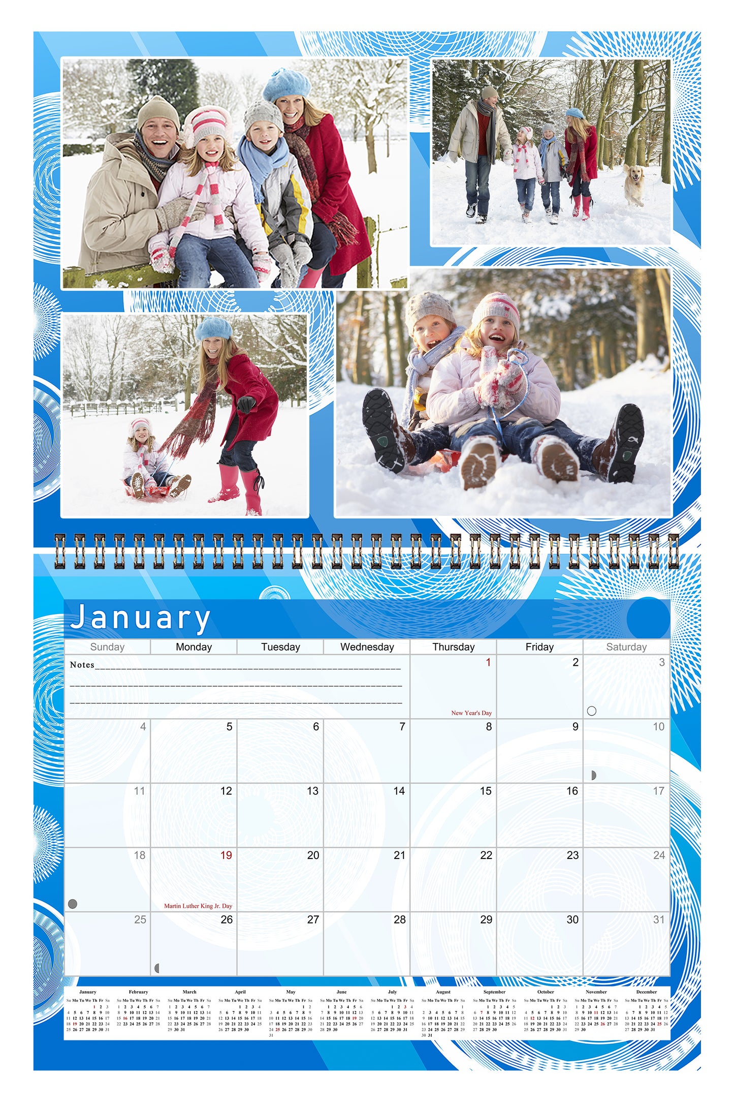 2026 Scrapbook Wall Calendar Spiral-bound (Add Your Own Photos) - 12 Months Desktop #02