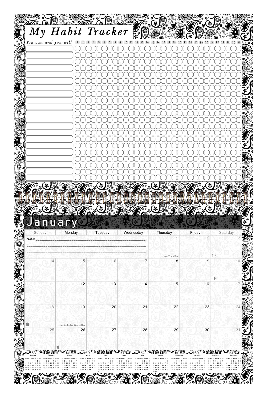 2026 Monthly Desktop/Wall Calendar/Planner - Habit Tracker - (Edition #11)