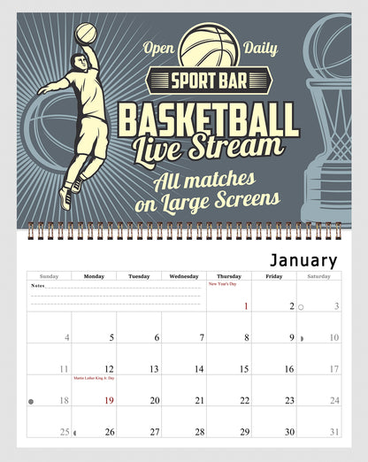 2027 Spiral-bound Wall Calendar (Basketball) - 12 Months Desktop/Wall Calendar/Planner (Copy)
