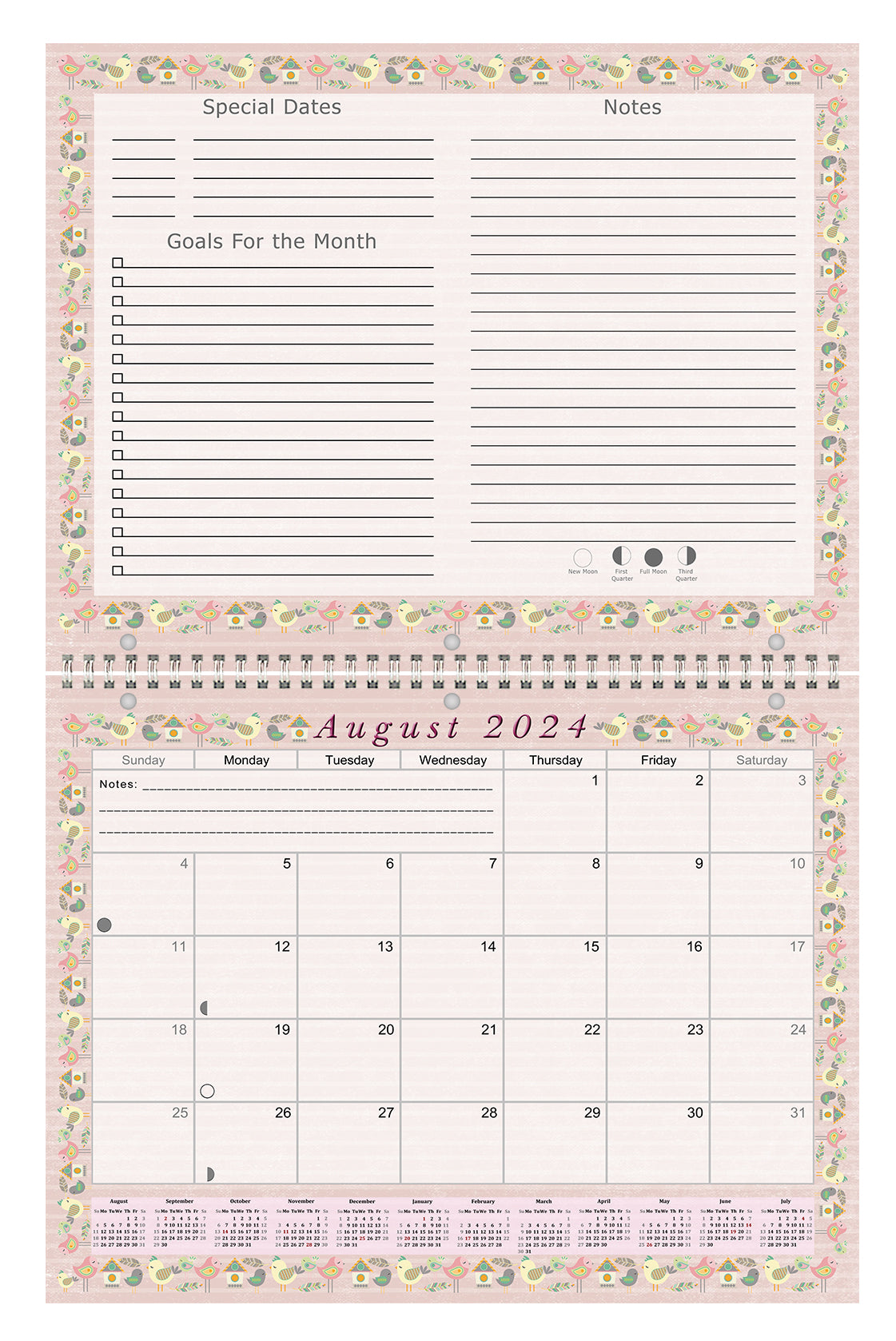 2024-2025 Academic Year 12 Months Student Calendar/Planner for Wall & Desk & 3-Ring Binder, for School, Teacher, Student (Edition #02)
