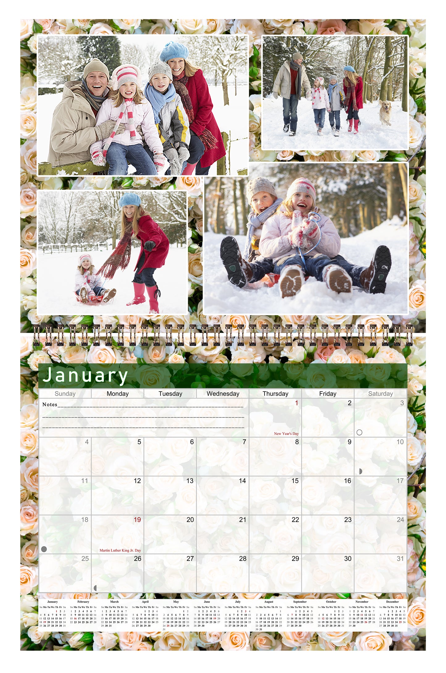 2026 Scrapbook Wall Calendar Spiral-bound (Add Your Own Photos) - 12 Months Desktop #012