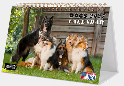 2027-12 Months Desk Calendar Desktop Planner with To-Do List (Dogs)