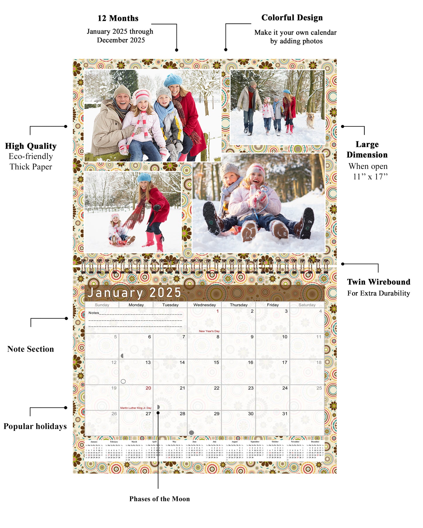 2025 Scrapbook Wall Calendar Spiral-bound (Add Your Own Photos) - 12 Months Desktop #010