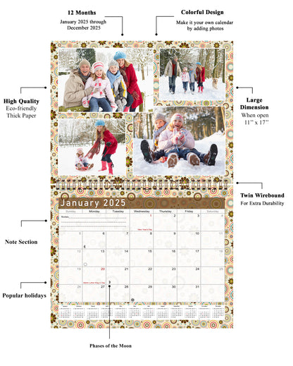 2025 Scrapbook Wall Calendar Spiral-bound (Add Your Own Photos) - 12 Months Desktop #010