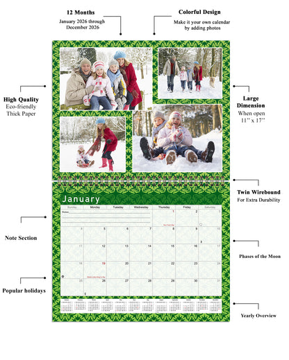 2026 Scrapbook Wall Calendar Spiral-bound (Add Your Own Photos) - 12 Months Desktop #06