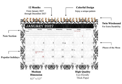 2027-12 Months Desk Calendar Desktop Planner with To-Do List & Notes 019