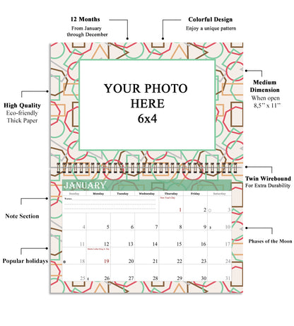 2026 Photo Frame Wall Spiral-bound Calendar (Add Your Own Photos) - 12 Months Desktop/Wall Calendar/Planner - (Edition #11)