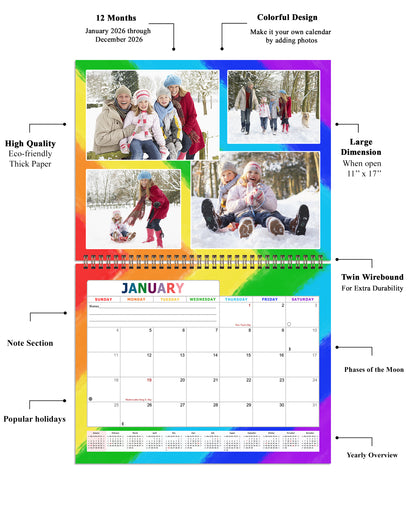 2026 Scrapbook Wall Calendar Spiral-bound (Add Your Own Photos) - 12 Months Desktop #014